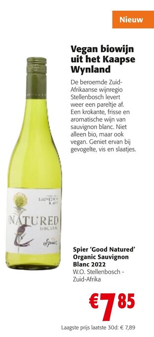 Colruyt Spier 'Good Natured' Organic Sauvignon Blanc 2022 aanbieding