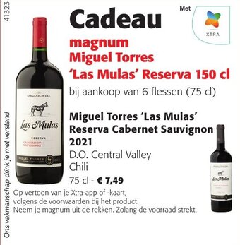 Colruyt Miguel Torres 'Las Mulas' Reserva Cabernet Sauvignon 2021 aanbieding
