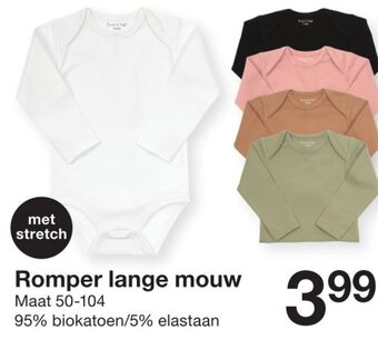 Zeeman Romper lange mouw Maat 50-104 95% biokatoen/5% elastaan aanbieding