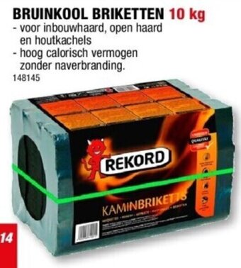 Hubo REKORD BRUINKOOL BRIKETTEN 10 kg aanbieding
