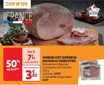 Auchan JAMBON CUIT SUPÉRIEUR aanbieding