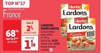 Auchan LARDONS FUMÉS HERTA aanbieding