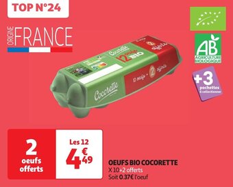 Auchan OEUFS BIO COCORETTE aanbieding