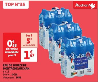 Auchan EAU DE SOURCE DE MONTAGNE aanbieding