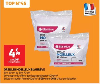 Auchan OREILLER MOELLEUX BLANRÊVE aanbieding