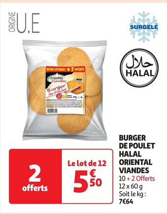 Auchan BURGER DE POULET HALAL ORIENTAL VIANDES aanbieding