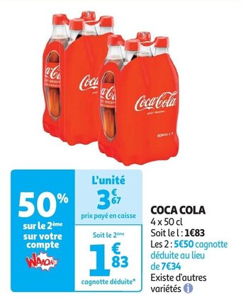 Auchan COCA COLA 4 x 50 cl aanbieding