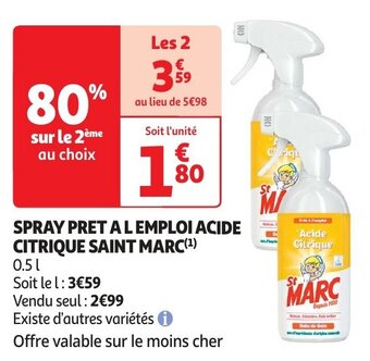 Auchan SPRAY PRET AL EMPLOI ACIDE CITRIQUE SAINT MARC aanbieding
