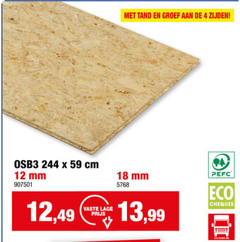 Hubo OSB3 244 x 59 cm 12 mm aanbieding
