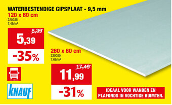 Hubo WATERBESTENDIGE GIPSPLAAT 9,5 mm aanbieding