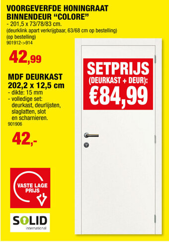Hubo VOORGEVERFDE HONINGRAAT BINNENDEUR "COLORE" aanbieding