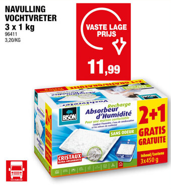 Hubo NAVULLING VOCHTVRETER 3 x 1 kg aanbieding
