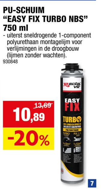 Hubo PU-SCHUIM "EASY FIX TURBO NBS" 750 ml aanbieding