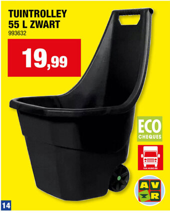 Hubo TUINTROLLEY 55 L ZWART aanbieding