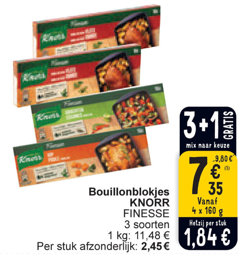 KNORR FINESSE Bouillonblokjes 4 x 160g promotie bij Cora
