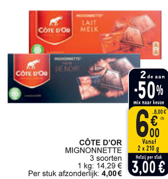 Cora CÔTE D'OR MIGNONNETTE 2 x 210g aanbieding