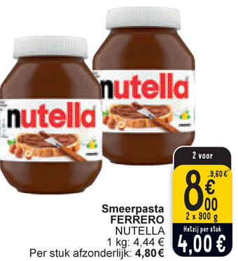FERRERO NUTELLA Smeerpasta 2 x 900g