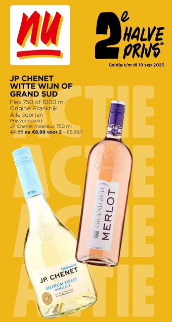 JP CHENET WITTE WIJN OF GRAND SUD Fles 750 of 1000 ml
