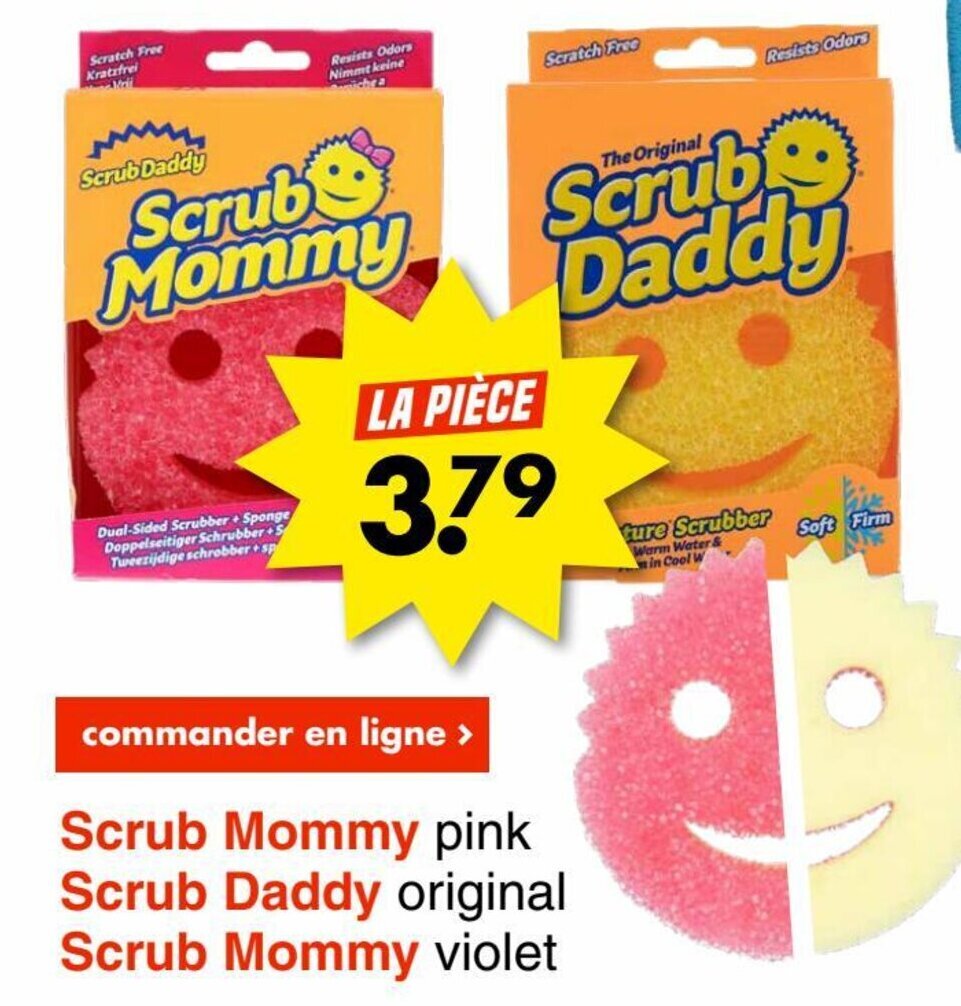 Wibra Scrub Mommy pink Scrub Daddy original Scrub Mommy violet aanbieding
