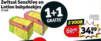 Kruidvat Zwitsal sensitive en lotion babydoekjes aanbieding