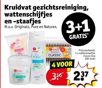 Kruidvat Kruidvat gezichtsreiniging, wattenschijfjes en -staafjes aanbieding