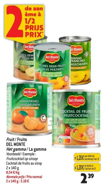 Match Fruit / fruits del monte het gamma/ la gamme aanbieding