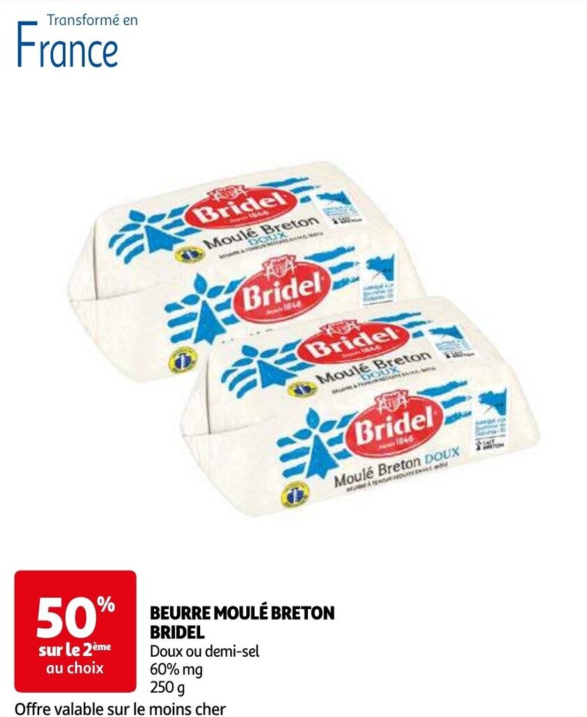 Auchan BEURRE MOULÉ BRETON BRIDEL aanbieding