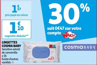 Auchan LINGETTES COSMIA BABY aanbieding