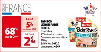 Auchan JAMBON LE BON PARIS HERTA aanbieding