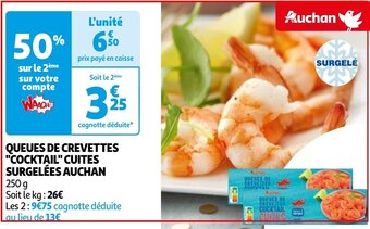 Auchan QUEUES DE CREVETTES "COCKTAIL" CUITES SURGELÉES aanbieding