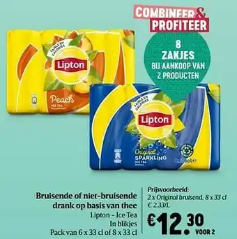 Delhaize Lipton - ice tea original bruisend aanbieding