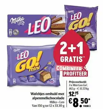 Delhaize Milka mini leo go! aanbieding