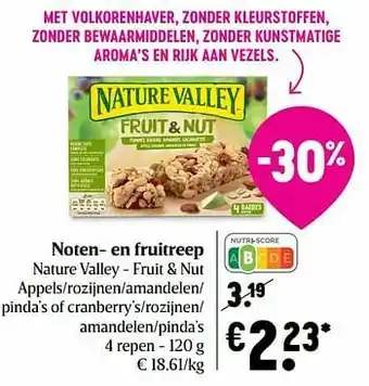 Delhaize Noten- en fruitreep nature valley aanbieding