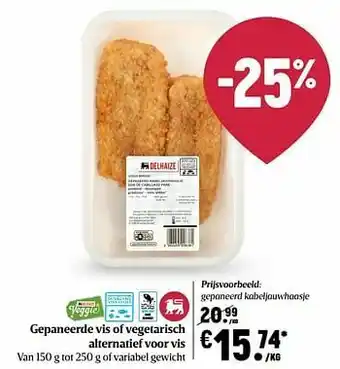 Delhaize Gepaneerd kabeljauwhaasje aanbieding