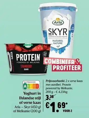 Delhaize Verse kaas met aardbei, protein powered by melkunie aanbieding