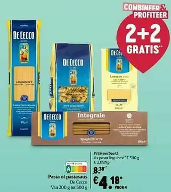 Delhaize De cecco pasta linguine n° 7 aanbieding