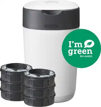 Bol.com Tommee tippee milieuvriendelijke twist & click luieremmer - met 6 navulcassettes - wit aanbieding