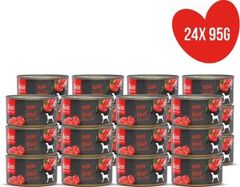 Bol.com Best for your friend natvoeding - rund - gestoomde maaltijd - 24 blikjes à 95g aanbieding