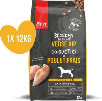 Bol.com Best for your friend - hondenbrokken - verse kip - 12 kg aanbieding