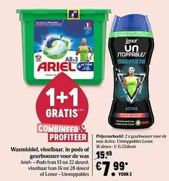 Delhaize Geurbooster voor de was active, unstoppables lenor aanbieding