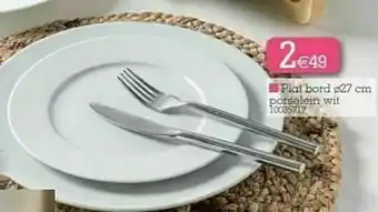Plat bord porselein wit