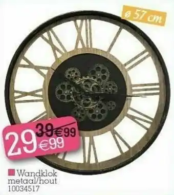 Yess Wandklok metaal-hout aanbieding
