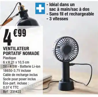 Ventilateur portatif nomade