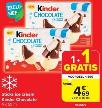 Carrefour Sticks ice cream kinder chocolate aanbieding