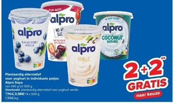 Carrefour Plantaardig alternatief voor yoghurt in individuele potjes alpro soya aanbieding