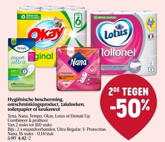 Delhaize Hygiënische bescherming, ontschminkingsproduct, zakdoeken, toiletpapier of keukenrol aanbieding