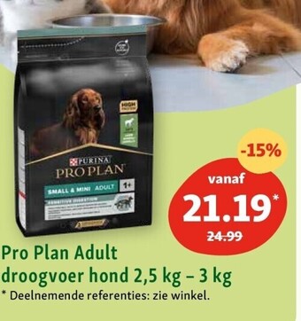 Maxi Zoo Pro plan adult droogvoer hond 2,5 kg - 3 kg aanbieding