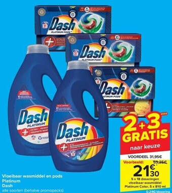 Carrefour Vloeibaar wasmiddel en pods platinum dash aanbieding