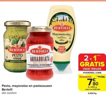Carrefour Pesto, mayonaise en pastasauzen bertolli aanbieding