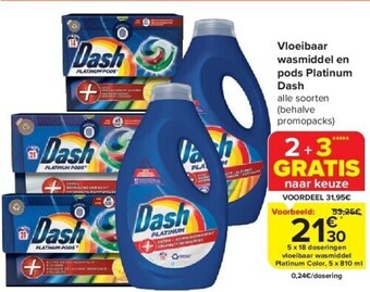 Carrefour Vloeibaar wasmiddel en pods platinum dash aanbieding